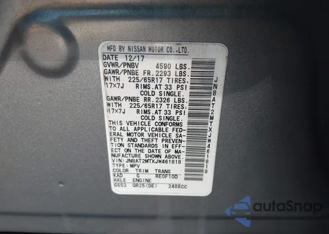 2018 Nissan Rogue S from USA, damaged, VIN JN8AT2MTXJW461818